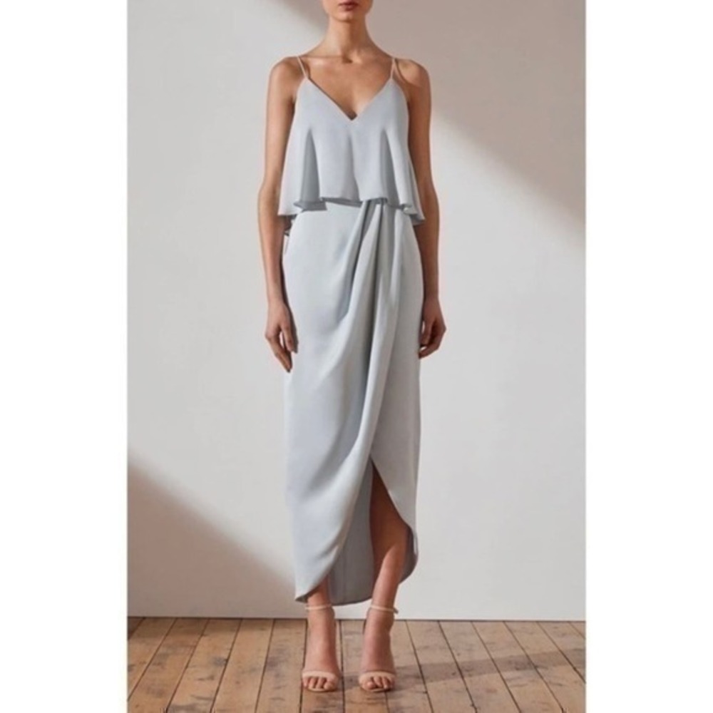 Shonajoy Luxe Cocktail Frill Cloud Blue Dress Size 8